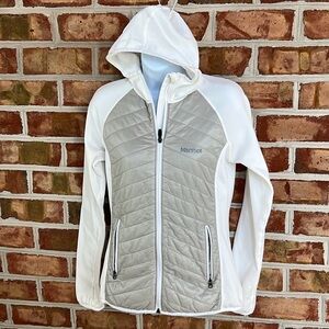 Marmot Gray & White zip Ski Jacket quilted layer for Ultimate Snow Adventures S